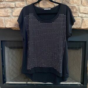 Cato black and silver embellished hi-low top. Size XL